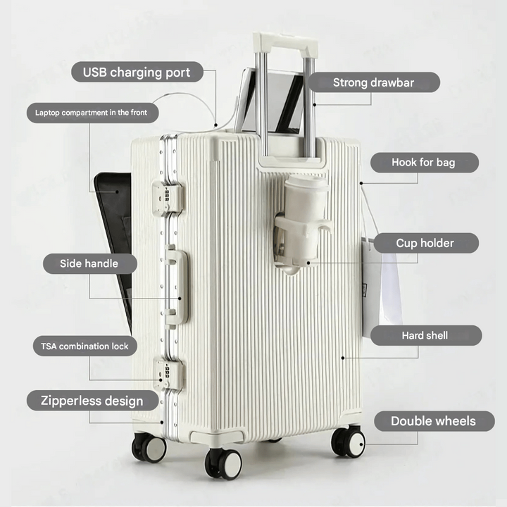 Kompakt handbagage med smarta funktioner, perfekt som kabinväska på flyget.