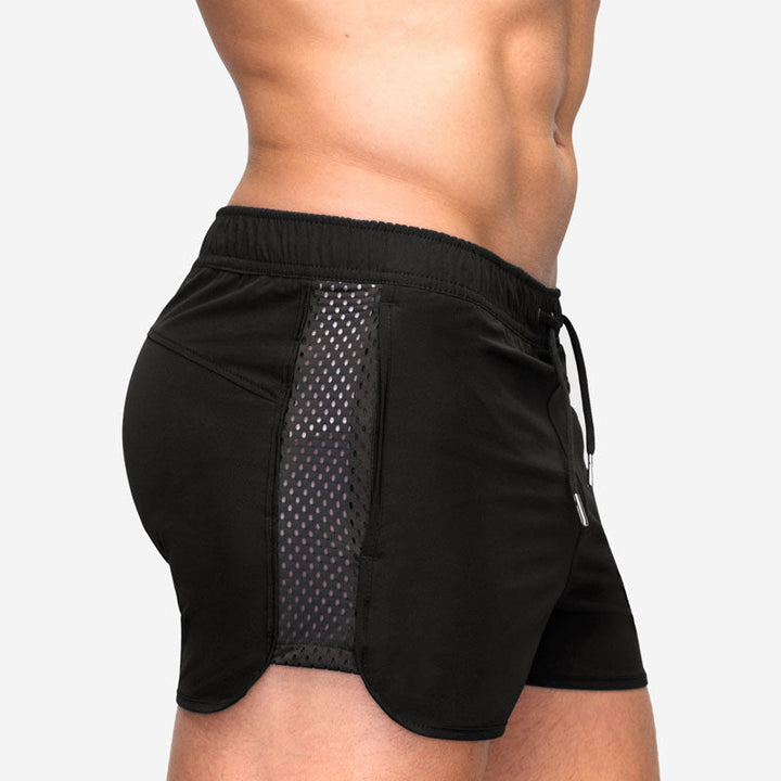 "Mäns andningsbara sommarmesh shorts i flera färger, lätt meshmaterial, två fickor, ideal för strand och träning."