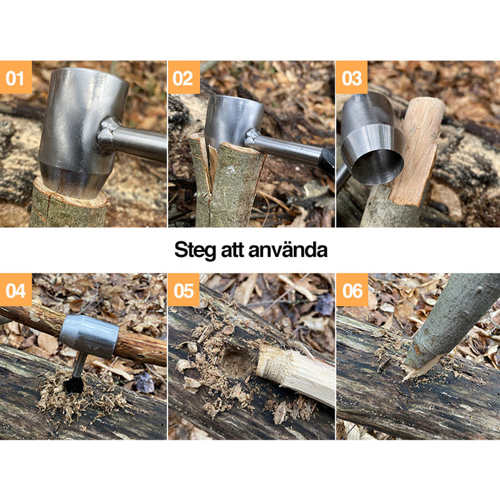 "Manuell handborr med robust design för överlevnad, camping och träborrning i vildmarken, perfekt för bushcraft."