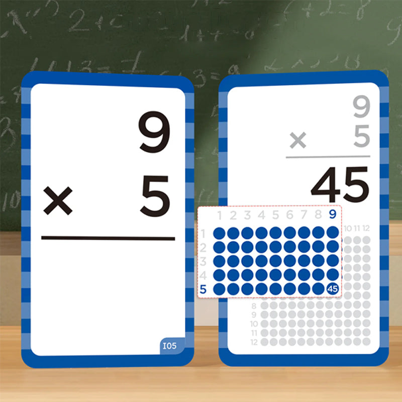 Matematiska flash-kort och pop fidget-diagram för barn med färgglada design. Interaktiv inlärning och taktil stimulans.