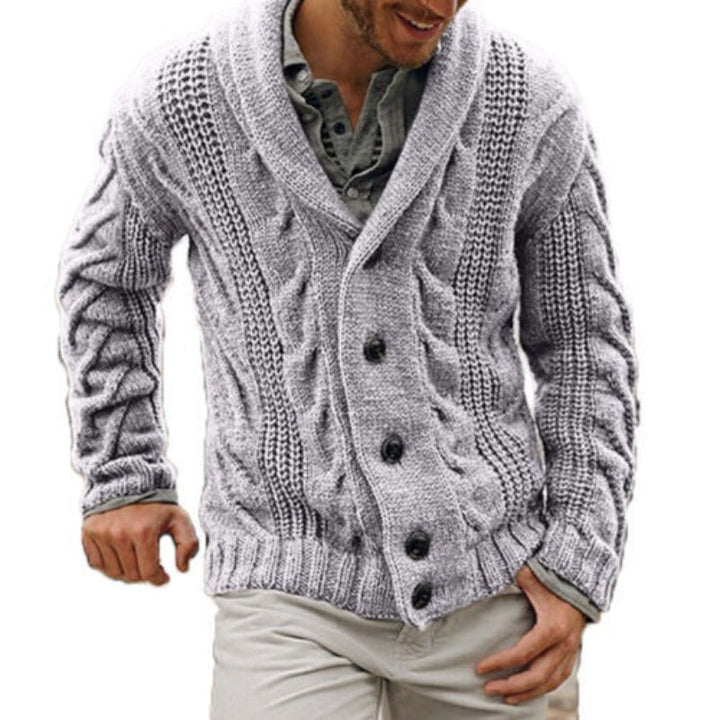 Stilren stickad herrcardigan med knappar i klassisk design för lager på lager