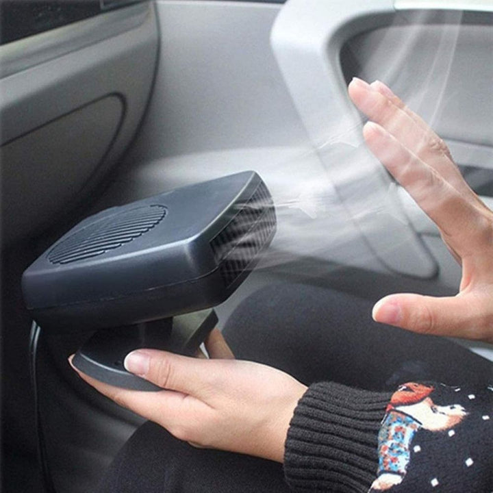 Svart 12V bilvärmare med justerbart fäste för enkel placering i bilen