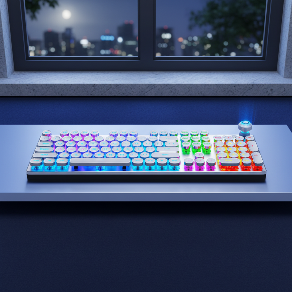 Mekaniskt tangentbord med RGB-belysning för gaming och kontor. Ergonomisk design ger optimal skrivkomfort.