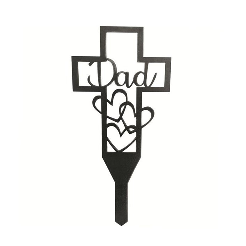 Minnesteck från metall för föräldrar med rosor, robust ståldesign för att hedra minnen på kyrkogårdar och minnesplatser.