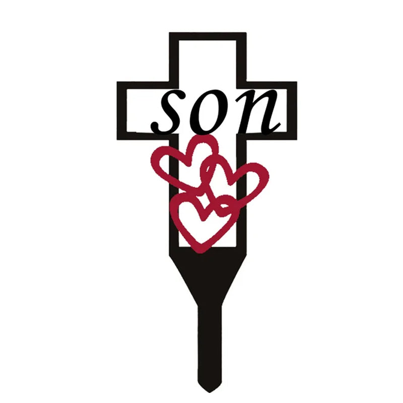 Minnesteck från metall för föräldrar med rosor, robust ståldesign för att hedra minnen på kyrkogårdar och minnesplatser.