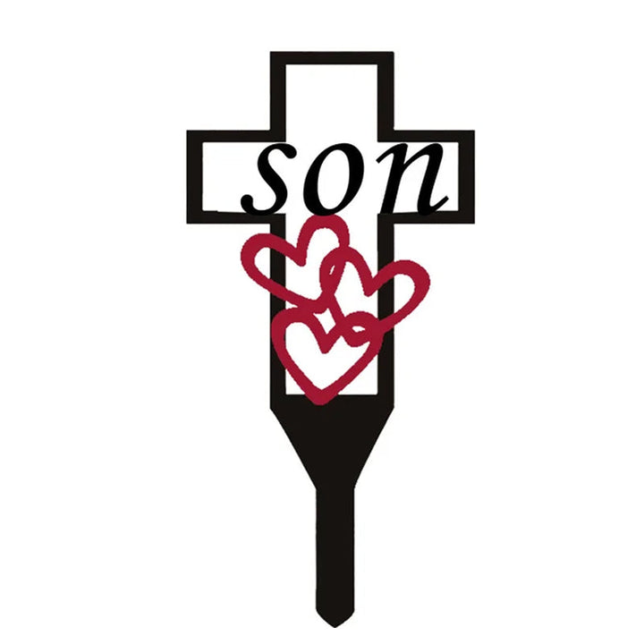 Minnesteck från metall för föräldrar med rosor, robust ståldesign för att hedra minnen på kyrkogårdar och minnesplatser.