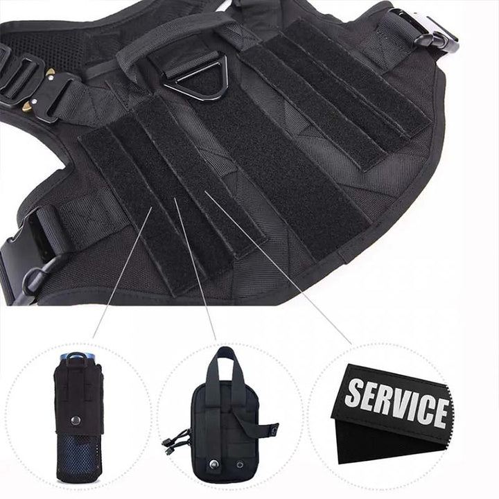 Detaljbild på slitstark militärsele, andningsbart material för komfort under långa promenader.
