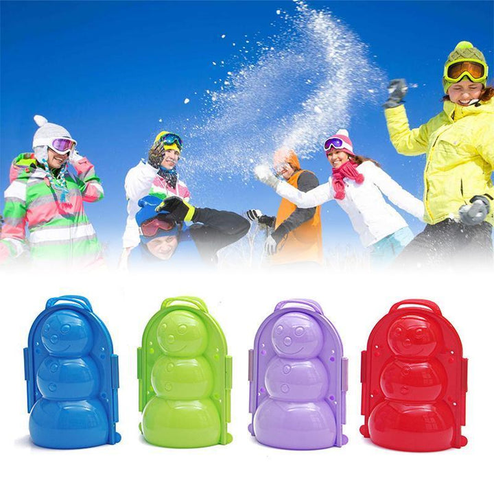 "Mini snögubbeform i färger röd, blå, grön och rosa, perfekt för att skapa små snögubbar för lek utomhus."