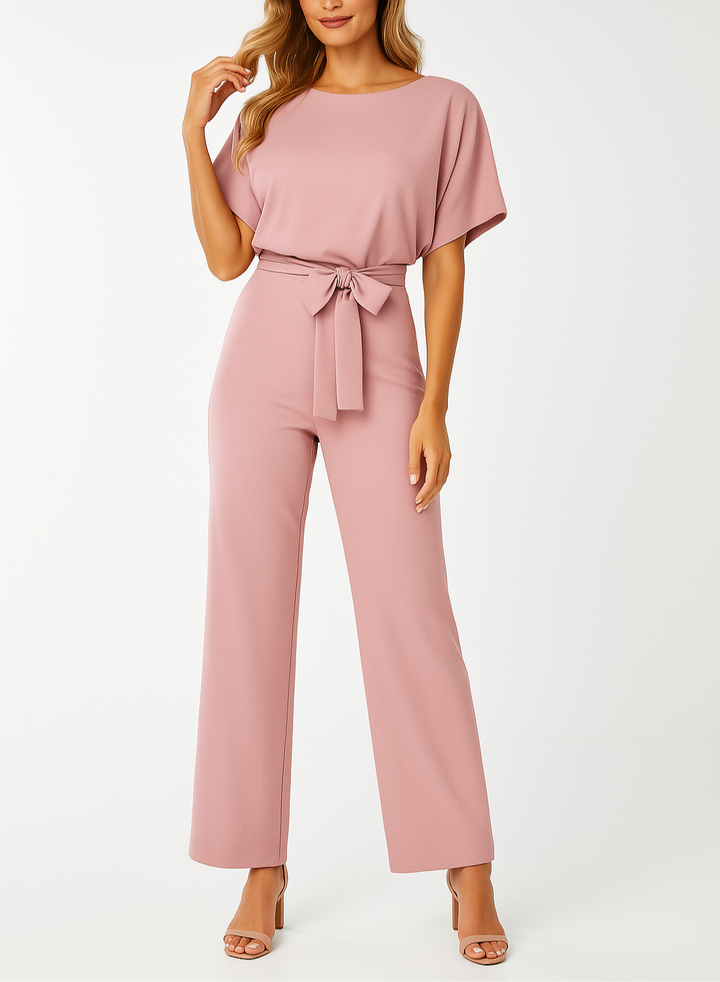 Modern damjumpsuit "Emma" med vida ben och knytband. Bekväm och stilren för alla tillfällen.