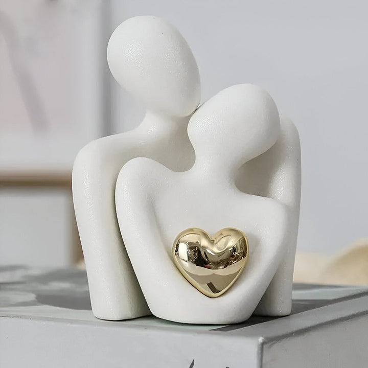 Modern skulptur i vit keramik, minimalistisk design som parfigur. Elegant dekoration för hemmet.