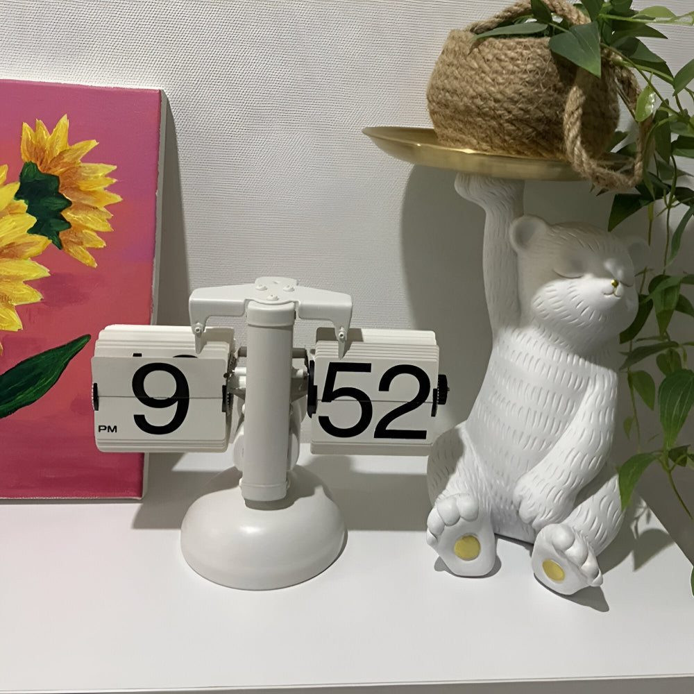Elegant flipklocka med retrokänsla. Tystgående bordsklocka, perfekt presenttips för hem & kontorsdekoration.