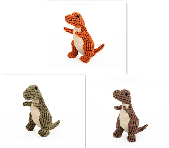 Detaljerad mjukisdjursdinosaurie, en rolig och tröstande hundleksak i kornsammet.