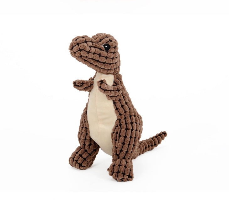 Pipande dinosaurie hundleksak, en interaktiv valpleksak i slitstark kornsammet.