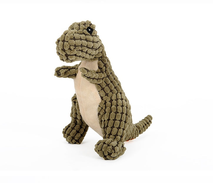 Interaktiv gosleksak dinosaurie i grön kornsammet, perfekt som valpleksak.