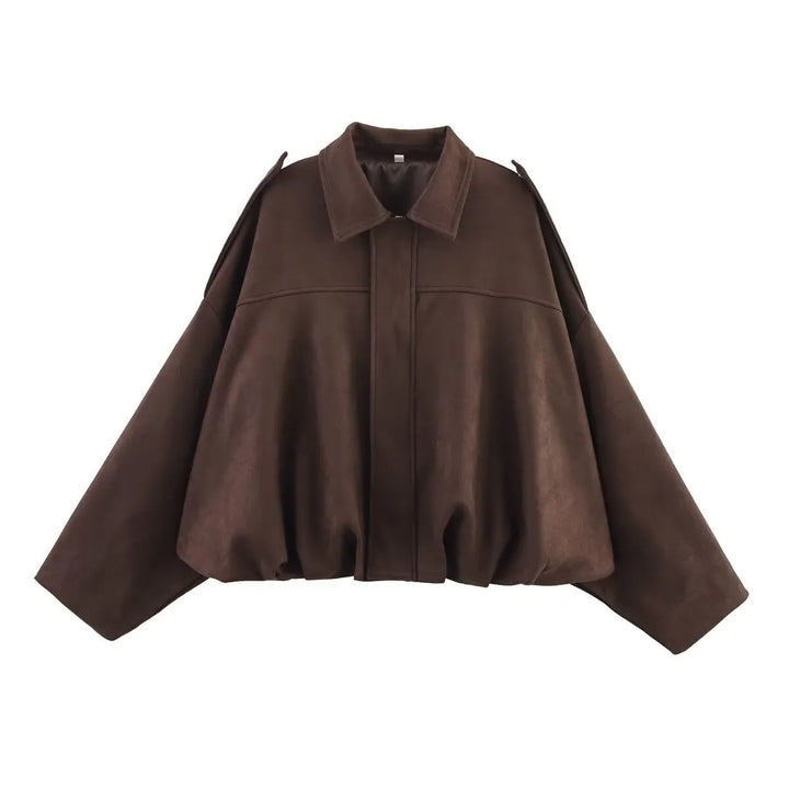 Moderiktig, mjuk oversized mockajacka för dam. Stilfull för casual chic outfits året om.