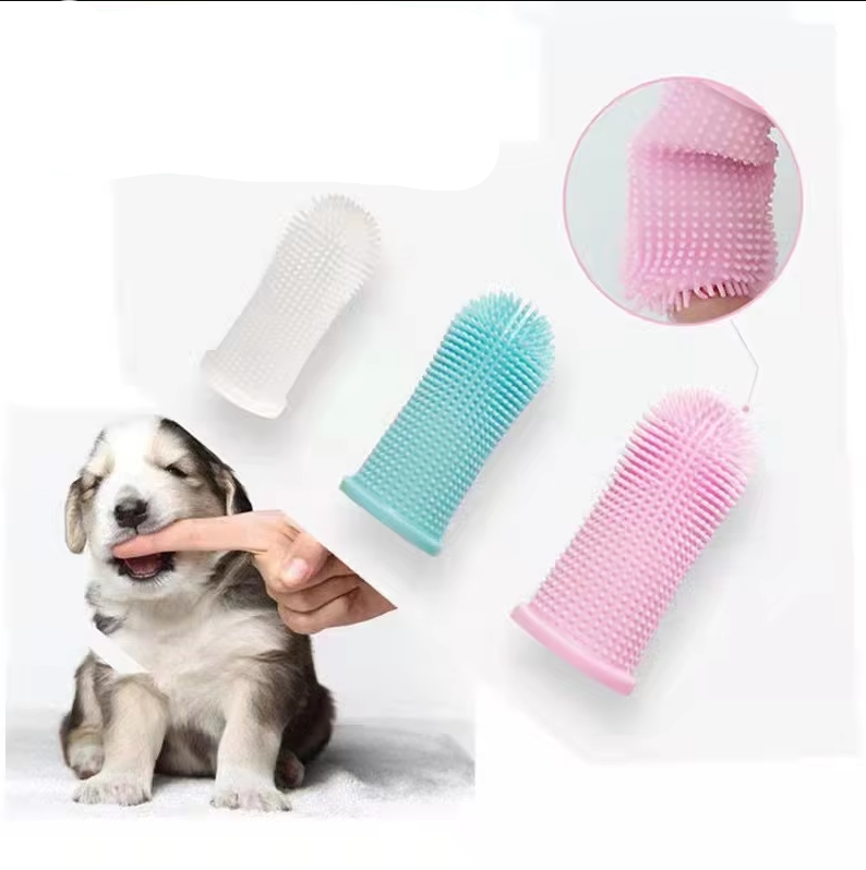 Fingerborste för tandvård till katt och hund. Enkel att använda för skonsam rengöring av tänder.