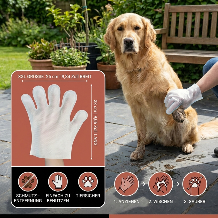 Praktiska rengöringshandskar för hund och katt. Idealisk för snabb och effektiv pälsvård & hygien.