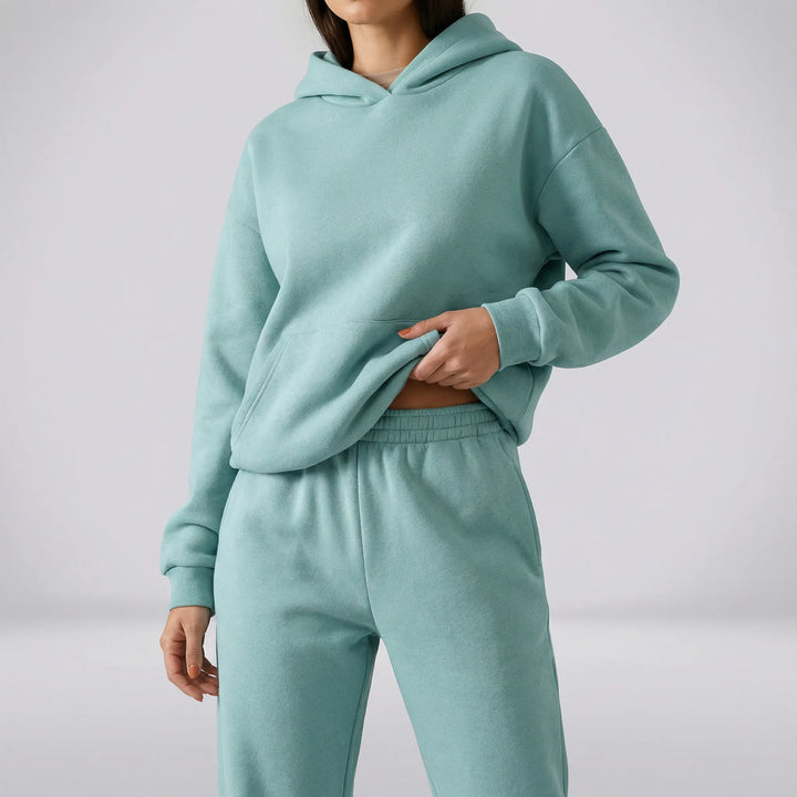 Bekvämt damkläder: Mikayla loungewear-set med huva. Mjukisbyxor & huvtröja för ultimata komforten.