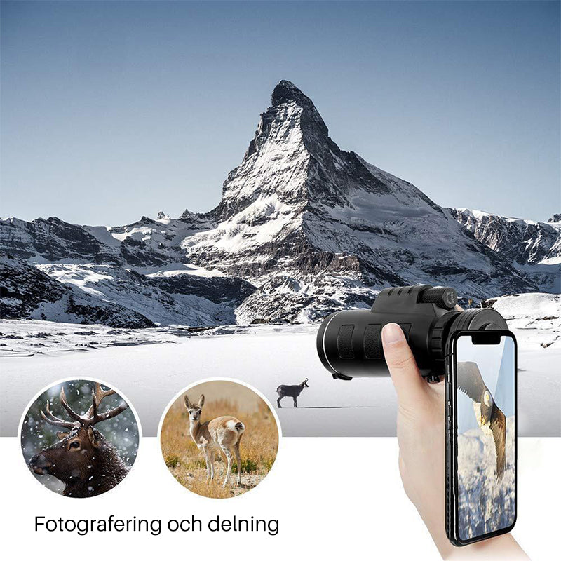"Mobilkameralins för äventyr, kristallklart glas, passar smartphones, perfekt för fotoentusiaster och naturfotografi."