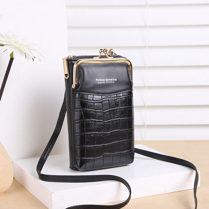 Mobilskal i kaffe med krokodilprint, perfekt för kvinnor.