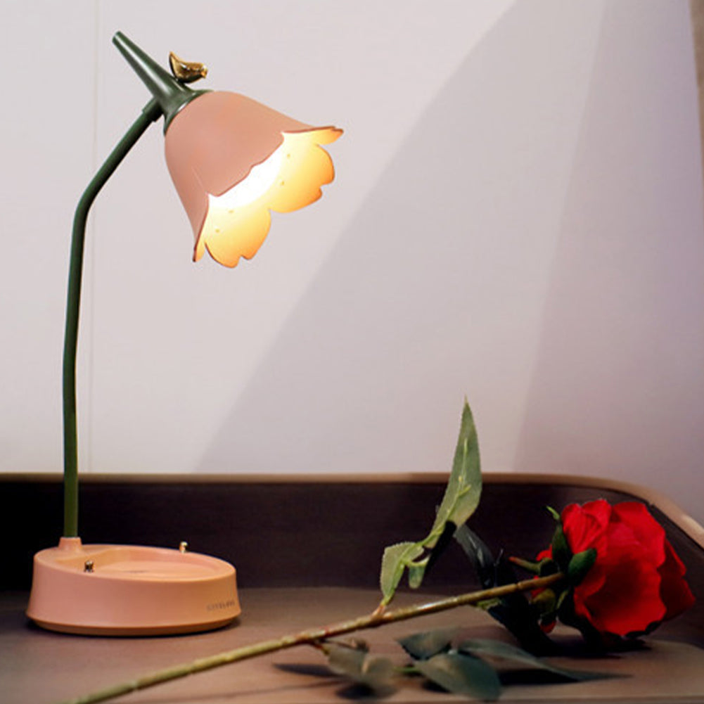 Trådlös bärbar LED-bordslampa, blomformad, perfekt för mysig stämningsbelysning överallt.