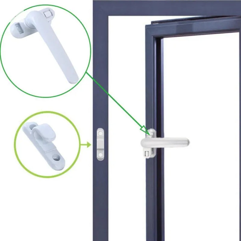 Modernt casement-handtag för dörr och fönster i aluminium, svart finish, ergonomisk design med omvänd funktionalitet.