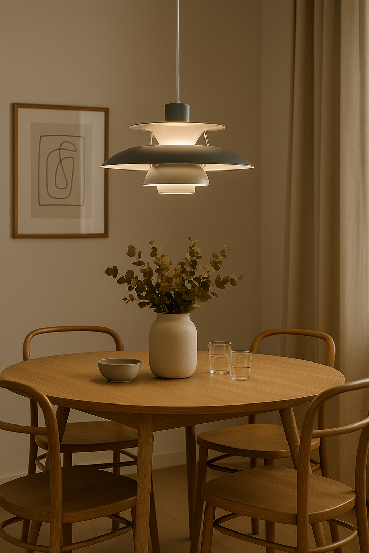 Stilren dimbar LED-taklampa för ett modernt hem, energieffektiv belysningslösning.