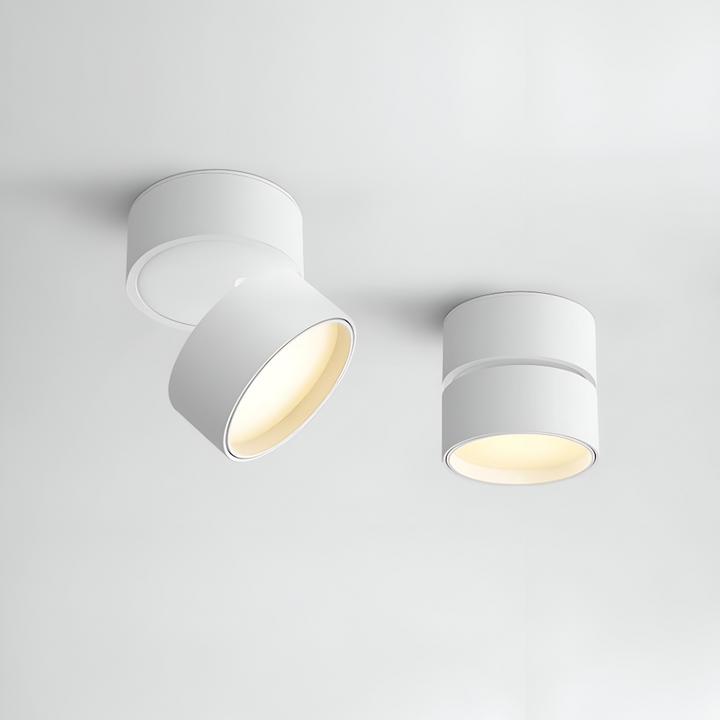 Praktisk LED taklampa med spotlights, perfekt för arbetsytor och läshörnor.