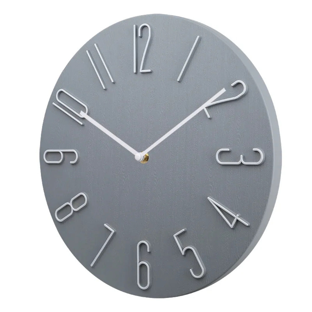 Tystgående väggklocka, minimalistisk design. Skapar lugn och stil i vardagsrum, kontor eller som modern hemdekoration.
