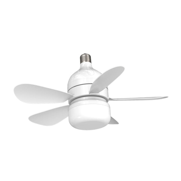 "Modern takfläkt med integrerad LED-lampa, stilren design, grå toner, fjärrkontroll med anpassningsbara inställningar."