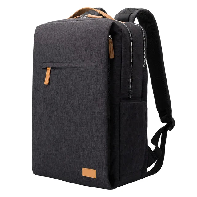 Svart unisex ryggsäck med USB-laddning & laptopfack, idealisk som arbetsryggsäck eller skolryggsäck.