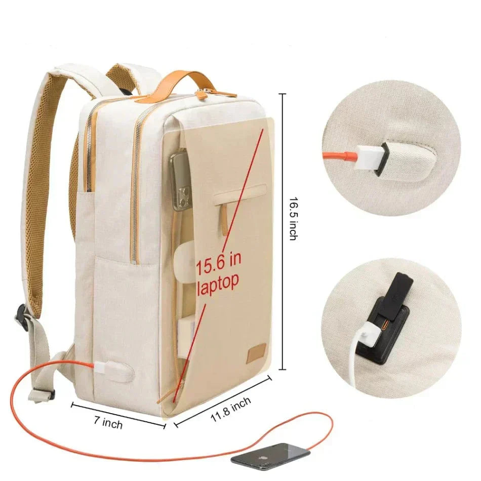 Snygg svart unisex ryggsäck, bärs bekvämt. Med USB-port & laptopfack, idealisk för daglig användning.