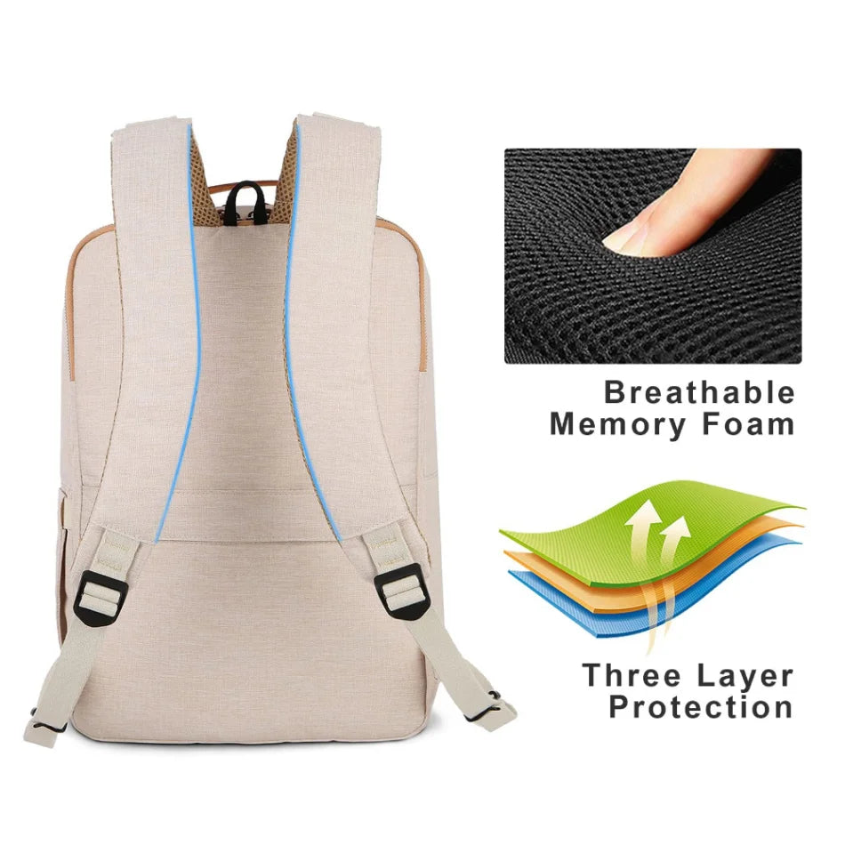 Röd unisex ryggsäck med laptopfack & USB-laddning. Mångsidig och bekväm för alla årstider.