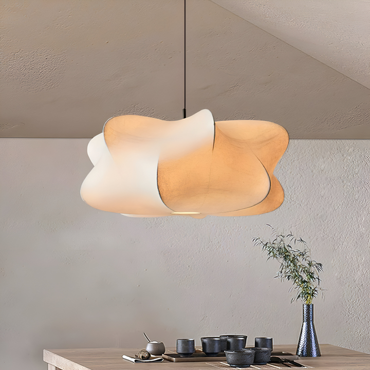 Modern Wabi Sabi pendellampa, stilfull design för vardagsrummet. Unik japansk hänglampa, LED-belysning.
