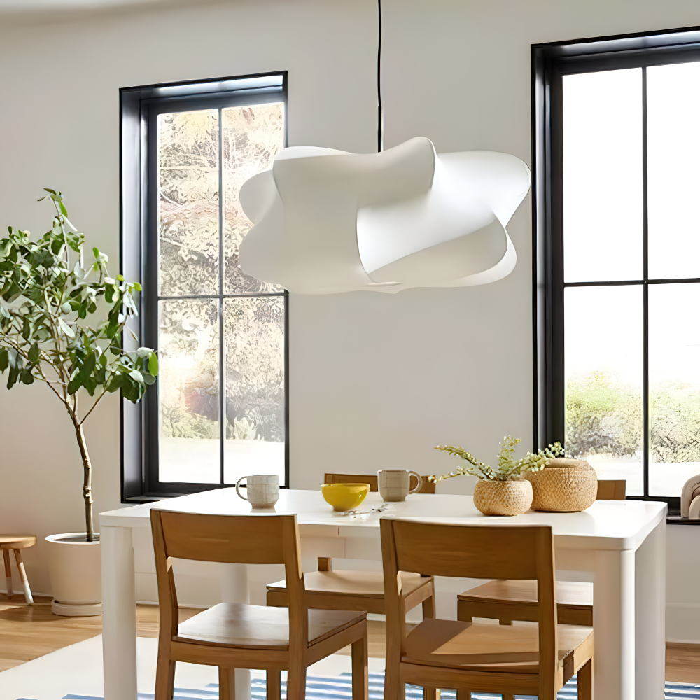 Elegant hänglampa Wabi Sabi för sovrummet. Modern och minimalistisk designlampa med justerbar höjd.