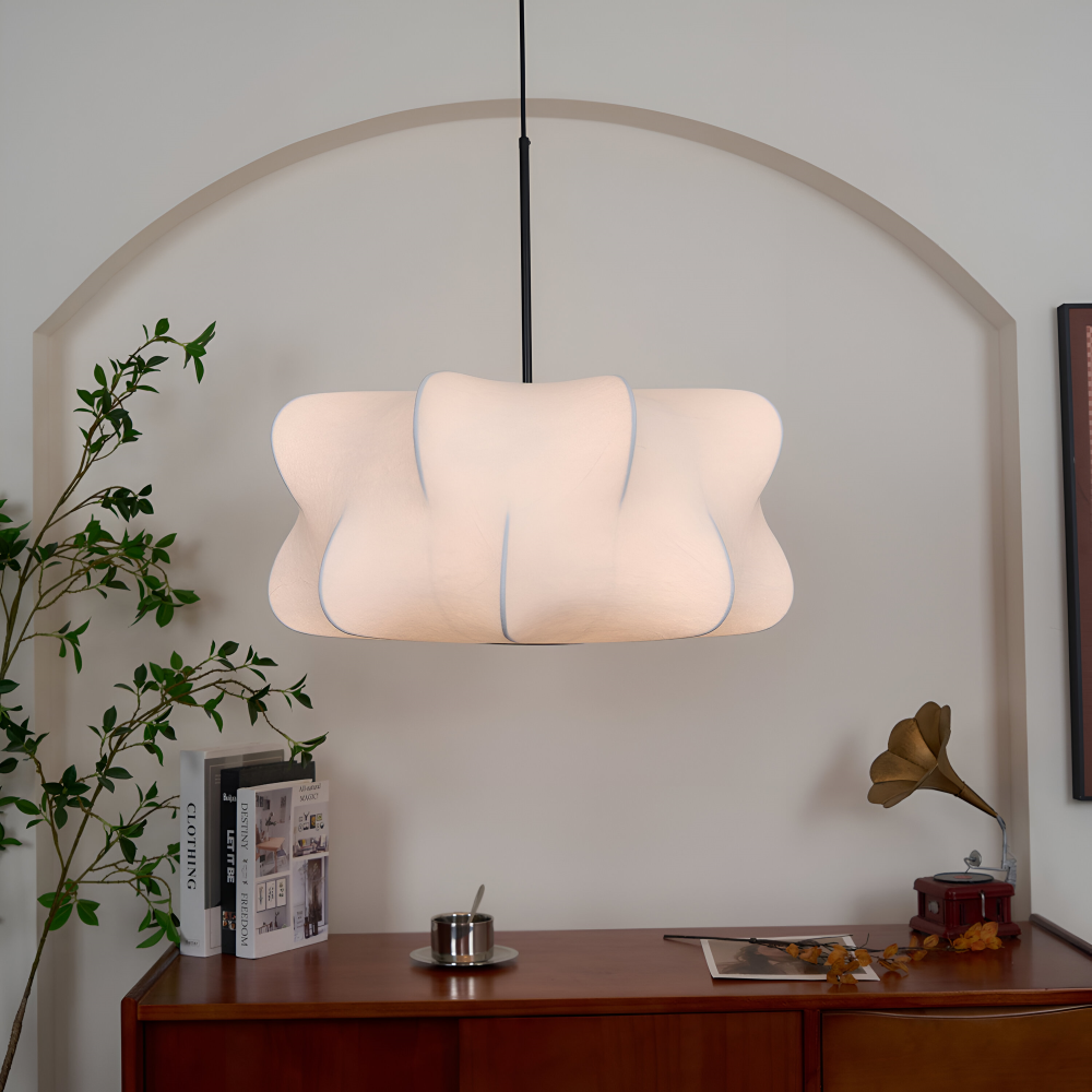 Japansk stil pendellampa, Wabi Sabi design. Elegant hänglampa för matplatsen, justerbar höjd.