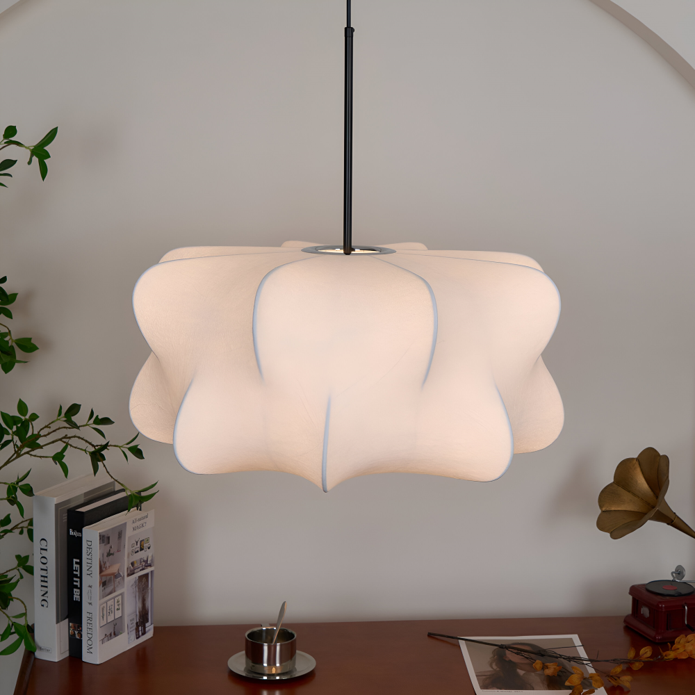 Modern Wabi Sabi pendellampa med LED. Stilfull belysning för matplatsen, justerbar för perfekt ljus.