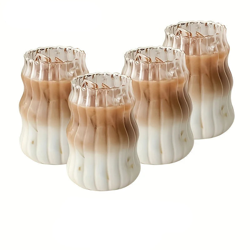 Moderna värmebeständiga glasmuggar. Eleganta dricksglas för te, kaffe & juice, perfekt set för köket.