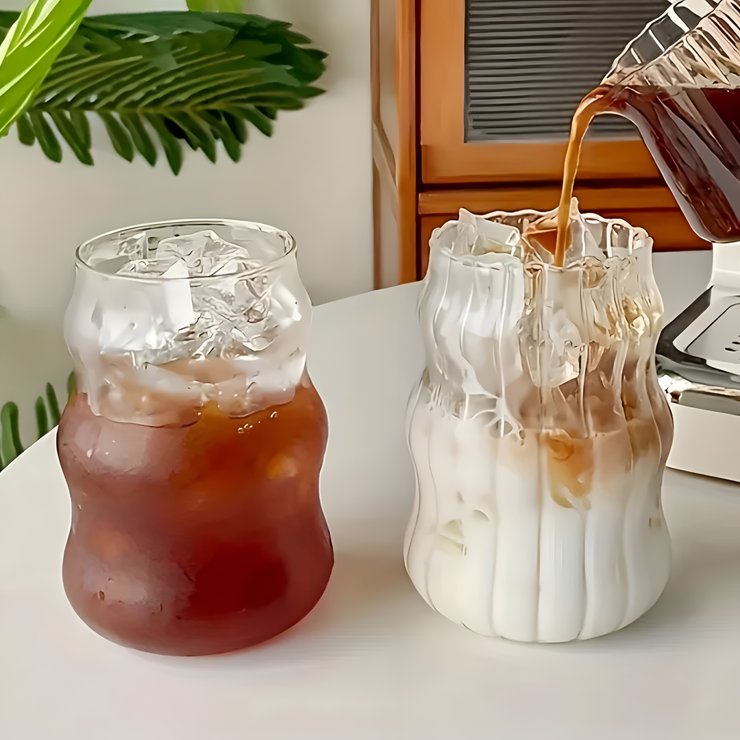 Klar glas set om 6 moderna dricksglas. Värmebeständiga glasmuggar för kaffe, te & juice, elegant design.