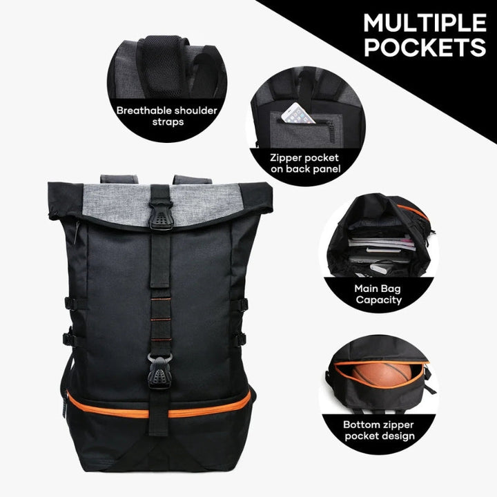 Rymlig 35L reseryggsäck för unisex, perfekt för weekendresor & äventyr. Många fack för smidig organisering.