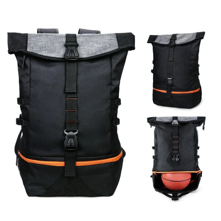 Praktisk unisex ryggsäck 35L med sidofickor och kompressionsremmar. Optimal reseryggsäck och sportväska för organisering.