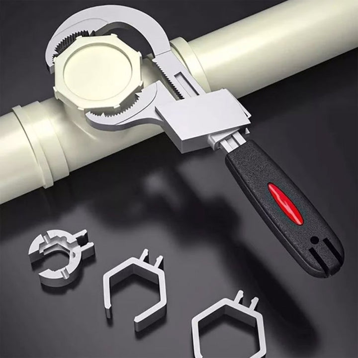 "Multifunktionell aluminium badrumsrörtång med ergonomiskt handtag och silverfärg, perfekt för VVS-arbeten."