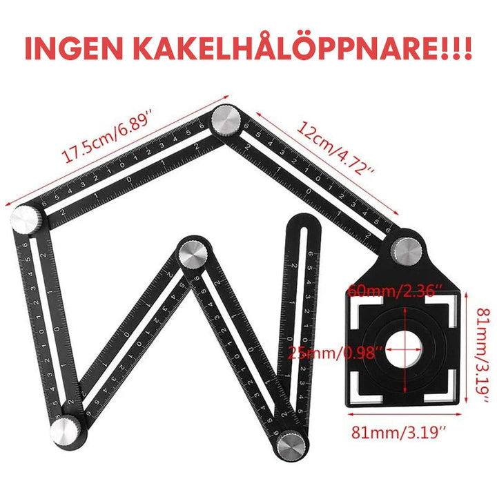 Multifunktionell aluminiumlinjal i sex eller tolv delar, flexibel design för precisionsmätning av komplexa former och vinklar.