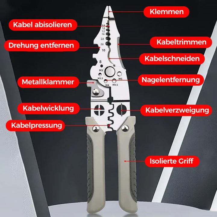 "Multifunktionell avisoleringstång av robust stål med bekvämt grepp och rostskyddad yta, idealisk för precisionsarbete."