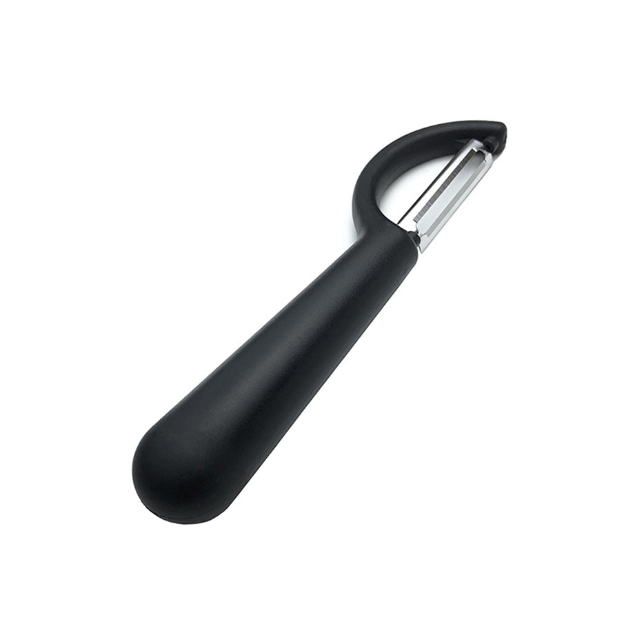 "Multifunktionell ergonomisk skalkniv i hållbart rostfritt stål med skarpt blad och bekvämt handtag för enkel skalning."