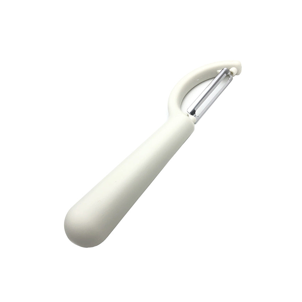 "Multifunktionell ergonomisk skalkniv i hållbart rostfritt stål med skarpt blad och bekvämt handtag för enkel skalning."