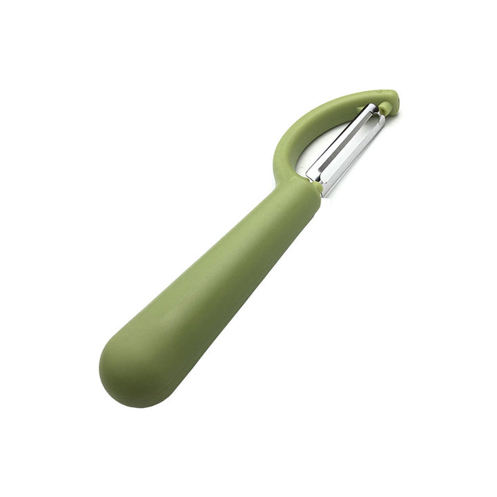 "Multifunktionell ergonomisk skalkniv i hållbart rostfritt stål med skarpt blad och bekvämt handtag för enkel skalning."