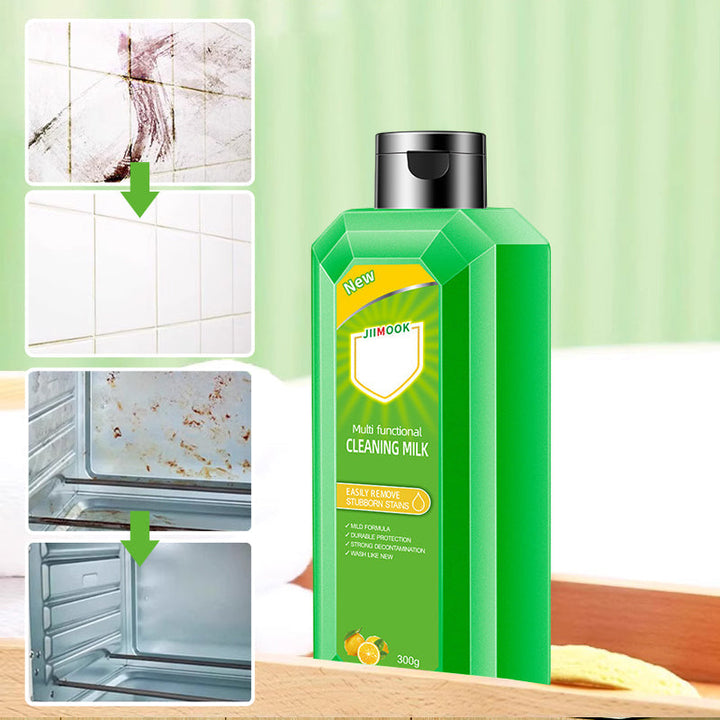 Multifunktionell rengöringsspray, grön flaska, perfekt för hem och bil, effektiv mot fläckar på glas och läder.