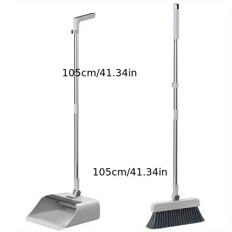 Ergonomisk sopskyffel med borste, perfekt för att enkelt samla upp damm, smuts och husdjurshår.