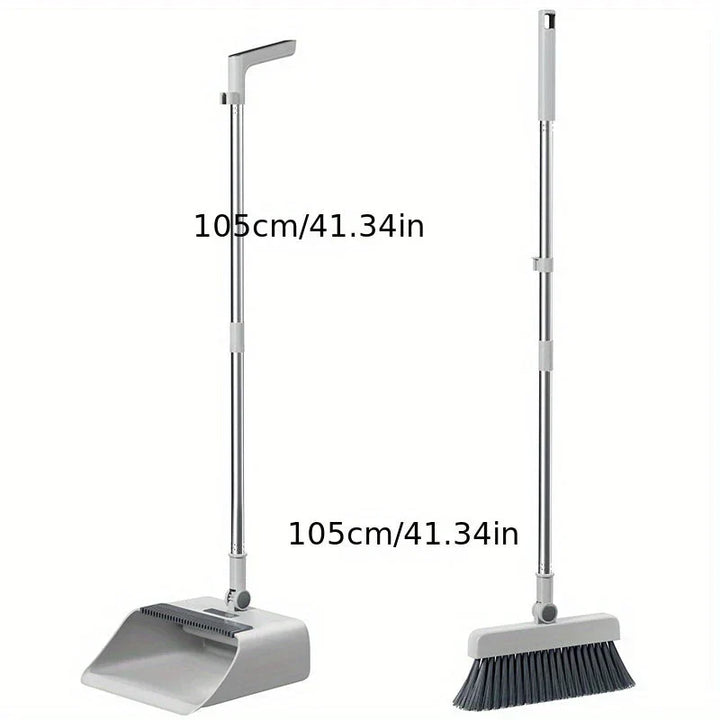 Ergonomisk sopskyffel med borste, perfekt för att enkelt samla upp damm, smuts och husdjurshår.